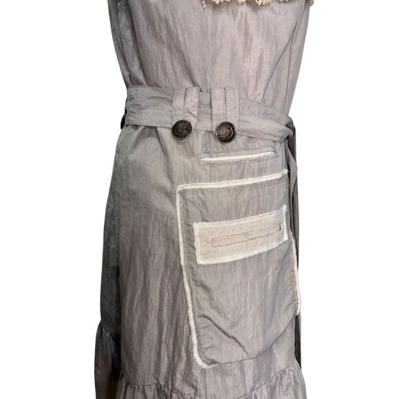 VTG Y2K Anthropologie Hazel Boho Jacket Taupe Lightweight Raw Hems Pockets M #g - Picture 9 of 13